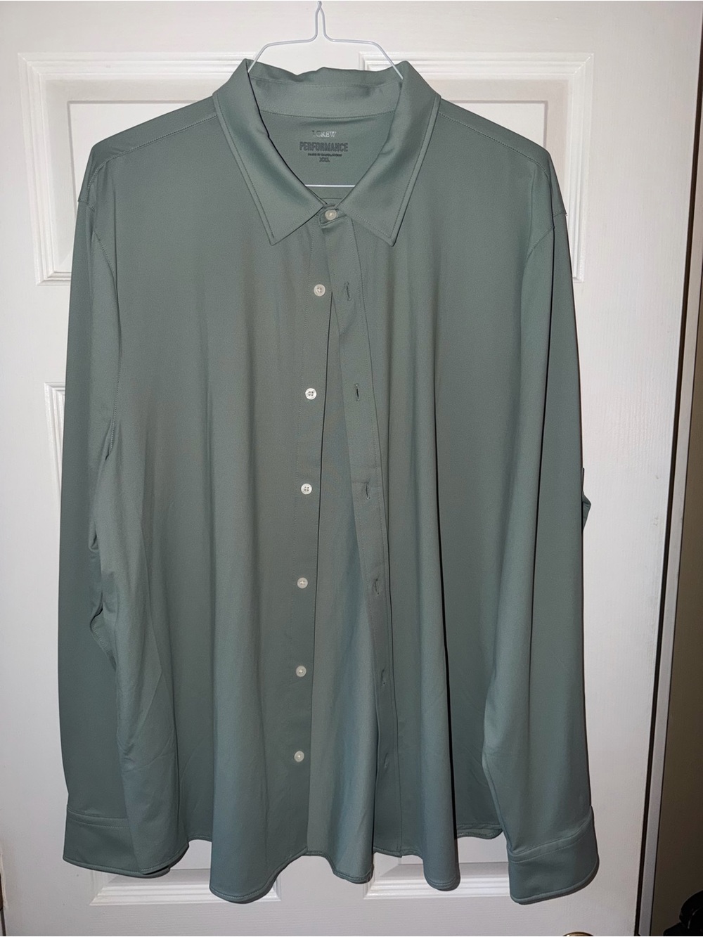 J. Crew Performance Men's Long-Sleeve Button-Up Shirt in Sage Green XXL